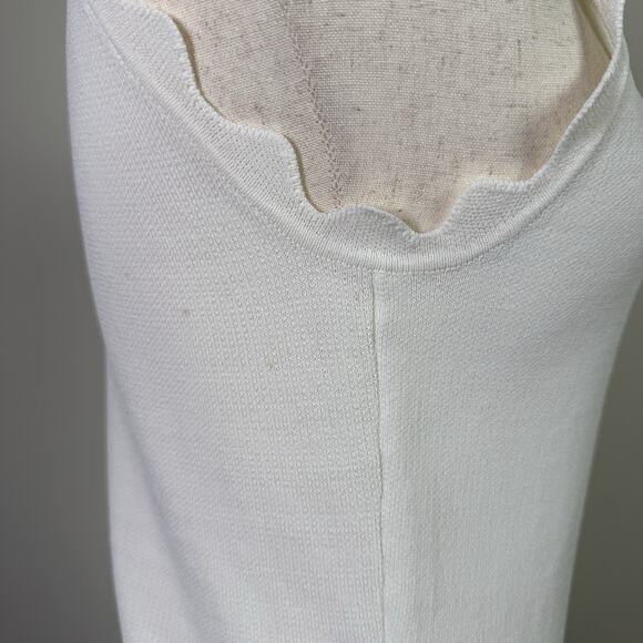 Eliza J White Tank Top Size Small White Wave Ruffle Hem *Flaws Formal Stretch - Picture 7 of 16